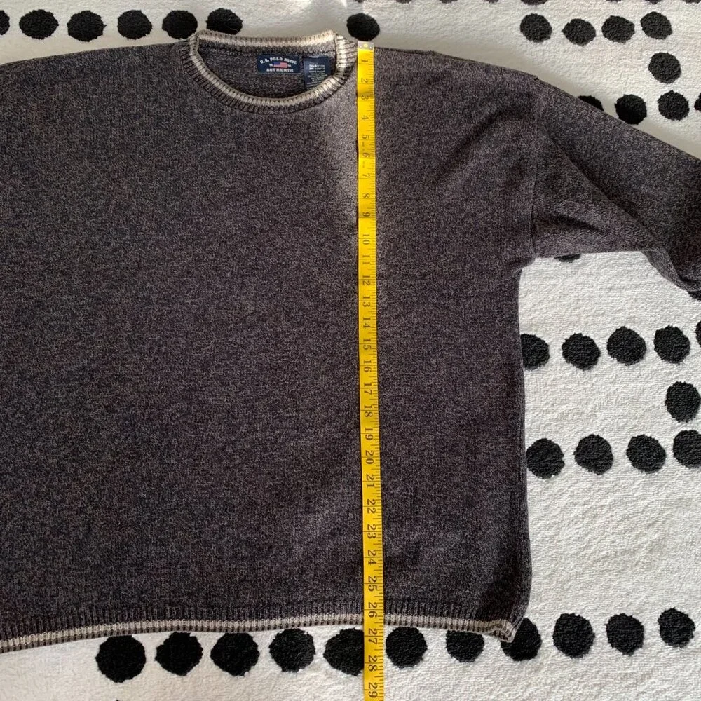 US Polo Association Vintage 90s Sweater XL Black Brown Knitted Crewneck Pullover - Picture 9 of 11
